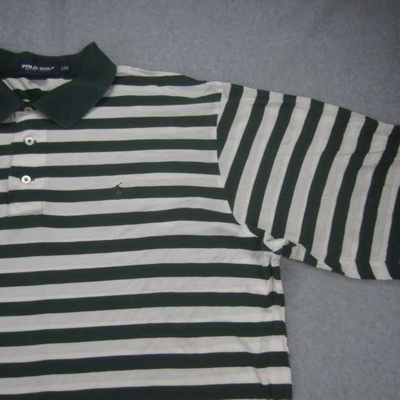 Ralph Lauren Polo Golf Shirt Mens XXL Green Striped Long Sleeve Rugby Preppy - Picture 4 of 12